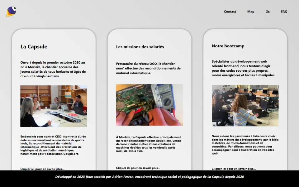 Page d'accueil La capsule Avant refonte