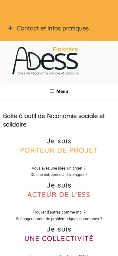 Site ESS29 avant la refonte, vue téléphone, mars 2026