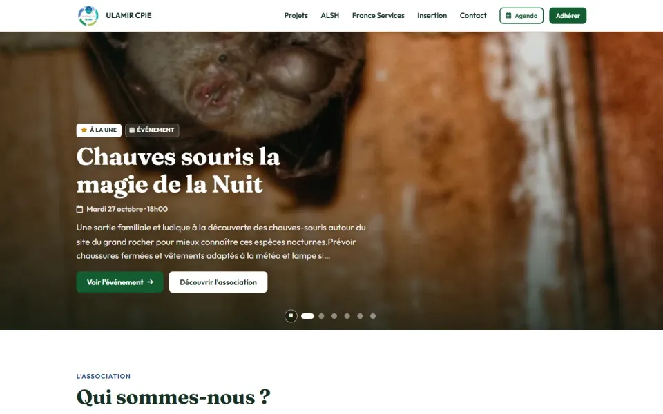 Site ULAMIR CPIE après la refonte, vue ordinateur