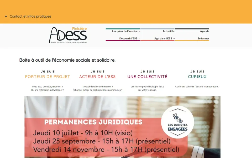 Site ESS29 avant la refonte, vue ordinateur, mars 2026