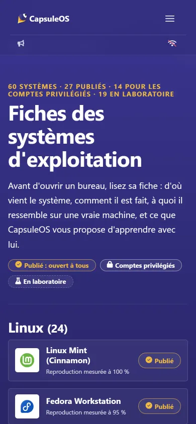 Fiches des systèmes d'exploitation CapsuleOS