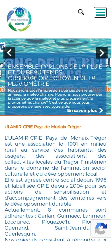 Site ULAMIR CPIE avant la refonte, vue téléphone, août 2026