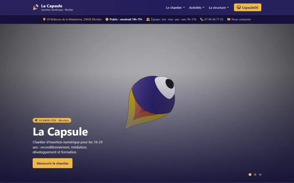 Page d'accueil La capsule après refonte