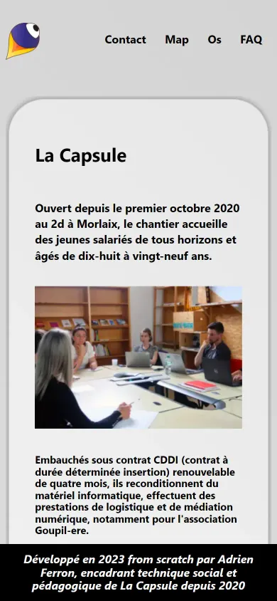 Page d'accueil Mobile La capsule Avant refonte