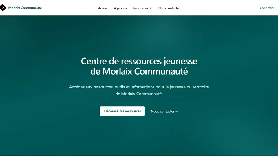 Page d’accueil du site Morlaix Communauté, Centre de ressources jeunesse