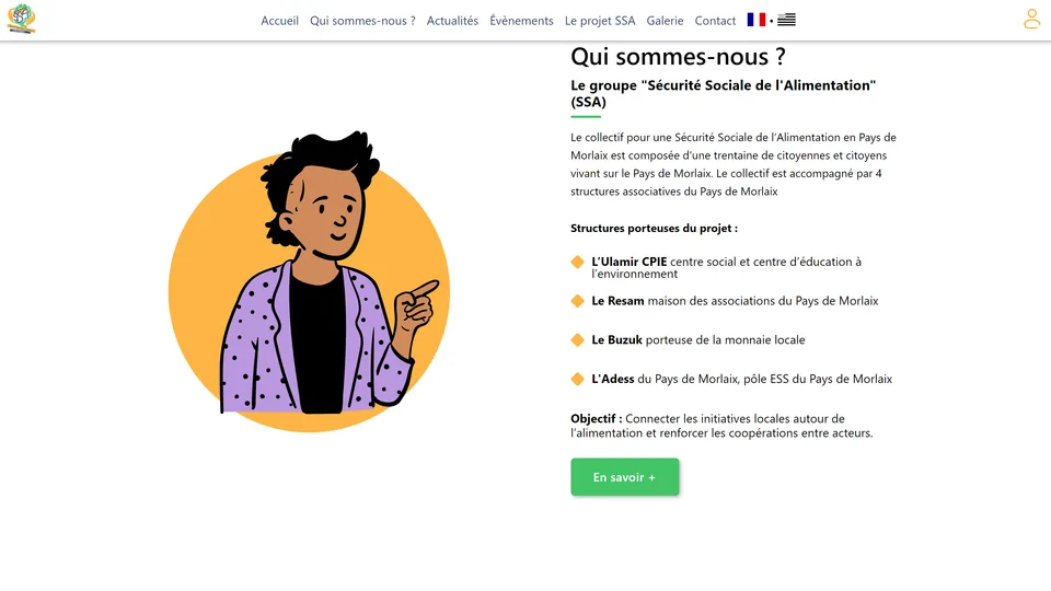 Page d’accueil du site SSA Pays de Morlaix, Sécurité Sociale de l’Alimentation